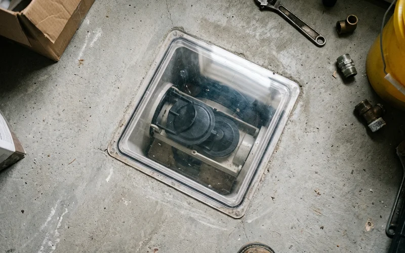 View through a clear access cover showing primary and secondary flappers