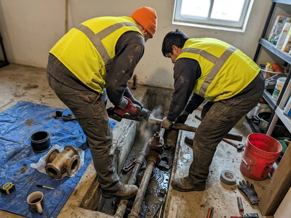 Cutting out the old valve body in the existing pit